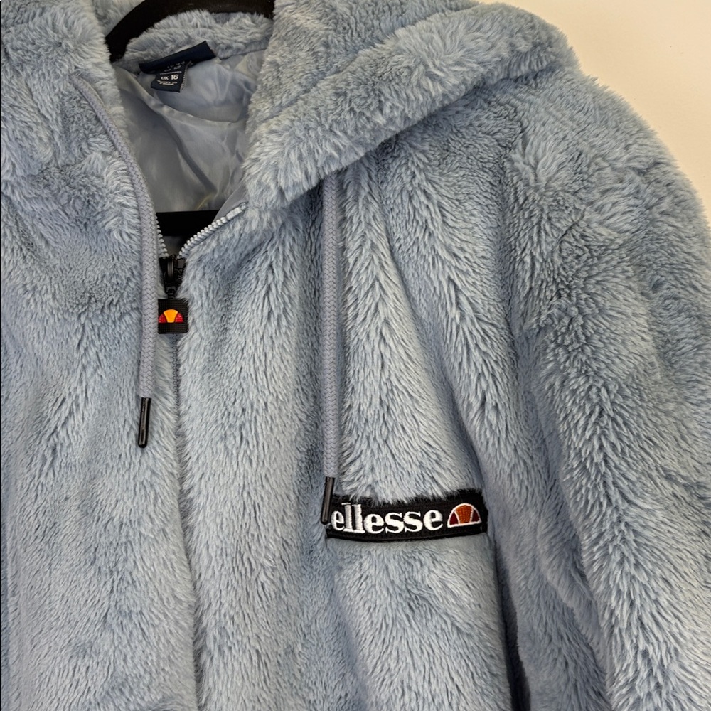 Ellesse Sky Blue Faux Fur Cozy Hoodie - Picture 3 of 10